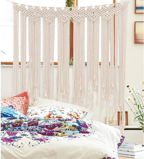 Hooqict Macrame Wall Hanging Large Cotton Handmade Woven Wall Hanging for Boho Wedding Living Room Bedroom Wall Decoration 39"x 45"