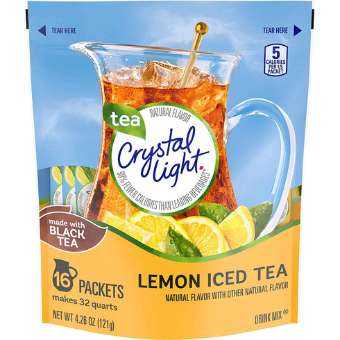 Crystal Light Natural Lemon Iced Tea 16 Pitcher Packs Makes 32 Quarts - 2 Pack