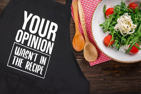 Funny Chef Aprons for Men and Women with Pockets, Your Opinion Wasn't in the Recipe, Kitchen Cooking Grilling Apron for Dad Mom Husband Wife, Grill Gift for Birthday Christmas Thanksgiving Fathers Day