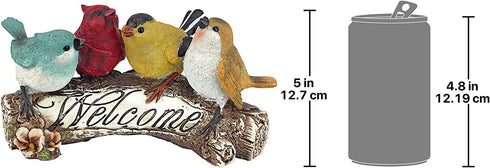 Design Toscano QM223531 Birdy Welcome Sign Garden Bird Statue, Small, Multicolored