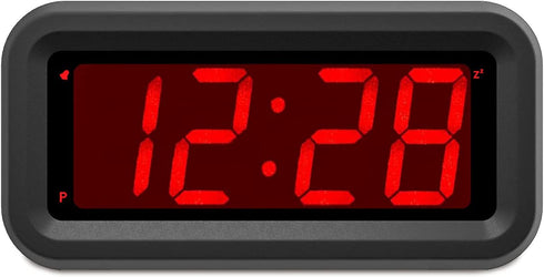 Digital Alarm Clock Battery Operated, 1.2" LED Large Display, Auto Dim, 12/24H, Snooze, 4 AA Batteries Keep Small Clock Work More Than 1 Year, for Kids, Bedroom, Bathroom, Bedside, on The Wall, Desk