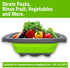 C.I.H. Collapsible Strainer | Collapsible Colander for Kitchen | 3 Piece Green Set | Large Over the Sink Strainer with Extendable Handles | Small Rectangular Strainer | Heat Resistant Utensil Rest