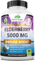 Sambucus Elderberry 5,000 mg Super Concentrated 65:1 with Vitamin C & Zinc - Sambucus Extract Immune Support, Immune Defense| Non-GMO | 90 Veggie Capsules