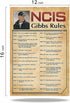 Retro Poster Tin Sign, NCIS-Gibbs-Rule Printed Canvas Decoration! Funny Family Cafe Kitchen Bathroom Man Cave Wall Decoration 12x16 Inch