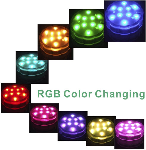 Sunyel Submersible LED Lights, 16 Colors 4 Modes Battery Powered RGB Floral Lights with 24-Key Remote (4-Pack)