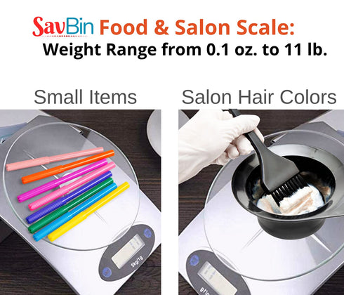 SavBin Digital Scale for 0.1 OZ to 11 LB Range Great for Kitchen Food, Salon Hair Color, and Various Weight Light Weight Items (1 Unit)