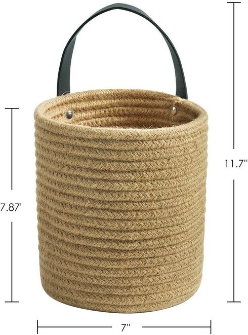 Goodpick 2pack Jute Hanging Basket - 7.87" x 7" Small Woven Fern Hanging Rope Basket Flower Plants Wall Basket Decor Set Boho