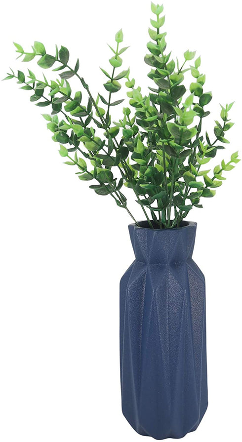 Gemseek 8 Inch Deep Blue Ceramic Flower Vase, Small Table Vase for Living Room Indoor Home Decor, Wedding Centerpieces/Arrangements