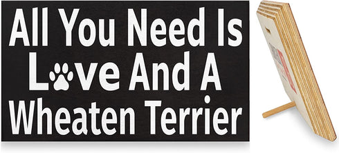 JennyGems Wheaten Terrier Sign, All You Need is Love and a Wheaten Terrier, Wood Sign, 9.5x5.5 Inches, Wheaten Terrier Mom, Wheaten Terrier Gifts, Wheaten Terrier Decor, American Made