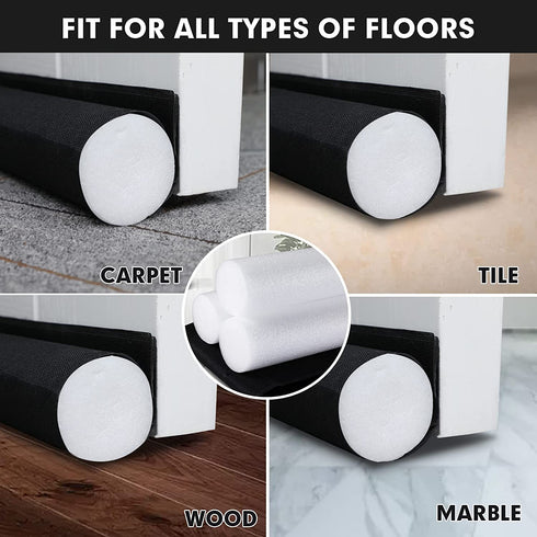 Wanfeel Door Draft Stopper Soundproof Stoppers for Bottom of Door Adjustable 37 Inches Single Side Insulator Door Sweep Weather Stripping Under Door Draft Blockers