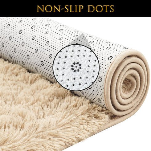 Pacapet Fluffy Area Rugs, Beige Shag Rug for Bedroom, Plush Furry Rugs for Living Room, Fuzzy Carpet for Kid's Room, Nursery, Home Decor 3 x 5 Feet