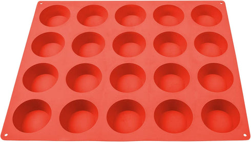 Silicone Muffin Brownie Baking Mould, XL Reusable Cupcake Pan BPA-Free Non-Toxic Moulds, Cold & Heat Resistant Bakeware Pans, Dishwasher Safe, 20 Round Cavities