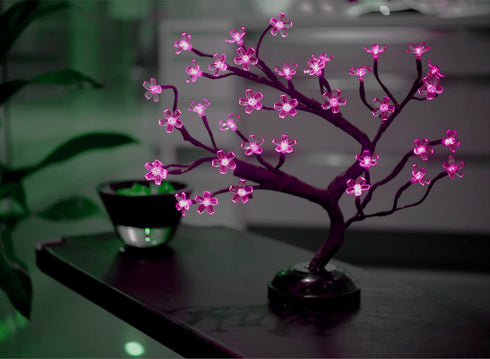 Lightshare 16Inch 36LED Cherry Blossom Bonsai Light, Pink Light, Battery Powered and Plug-in Adapter (Included), Built-in Timer, Décor for Home,Festival,Party,Christmas,Night Light