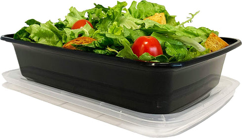 Reli. Meal Prep Containers, 28 oz. (50 Pack) - 1 Compartment Food Containers with Lids, Microwavable Food Storage Containers - Black Reusable Bento Box/Lunch Box Containers for Meal Prep (Black)(28oz)