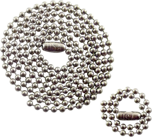 Stainless Steel Military Dog Tag Chain Set - 27 inch and 4.5 inch Ball Chains - 2.4mm #3 Size Chain