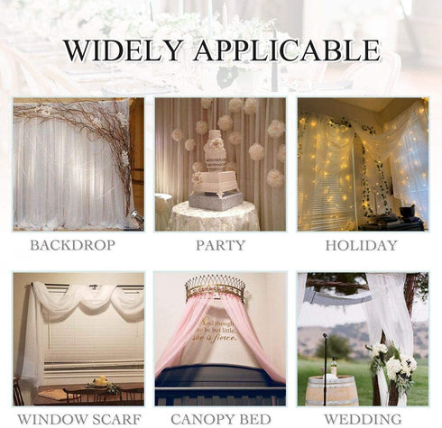 RYB HOME White Sheer Curtains for Canopy Bed, Living Room Decor as Ceiling Drapes Window Scarf Table Runner Outdoor Curtains for Wedding Arch Backdrop, Wide 60 in x Long 216 in per Panel, 2 Pieces