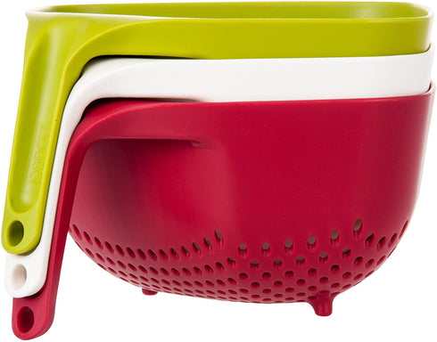 Joseph Joseph Square Colander Stackable with Easy-Pour Corners and Vertical Handle, Medium, Green