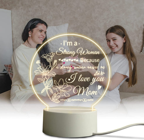 Mother's Day Gifts for Mom from Daughter - Personalized Acrylic Night Light with Base, Birthday Gifts for Mom, Mom Night Lamp Gifts for Thanksgiving Christmas