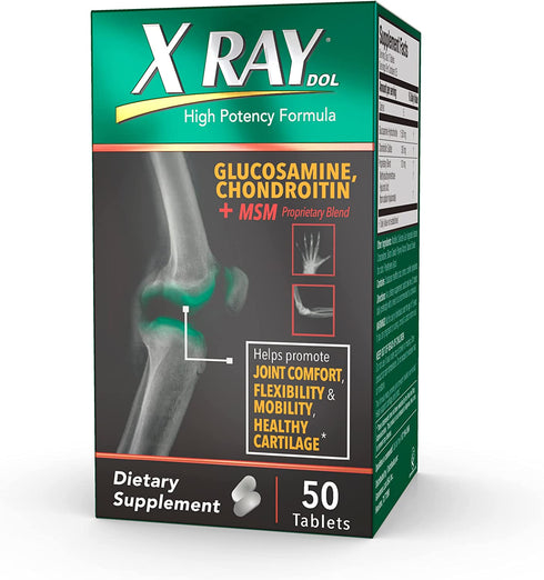 XRAY Dol Triple Action, Joint Health Supplement Tablets with Glucosamine, Chondroitin & MSM, 50 Count (249955)