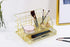 Upgraded Desk Organizer for Women, Cute Mesh Office Supplies Accessories Essentials Caddy with Drawer for Home & Office Desktop Organization & Decor, Gold