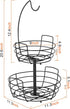 Fruit Basket, Auledio Fruit Bowl 2 Tier Fruit Basket for Kitchen with Banana Hanger, Fruit Bowl for Kitchen Counter Bread Basket Fruit Holder
