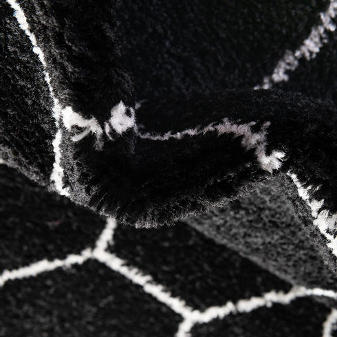 Unique Loom Trellis Frieze Collection Area Rug-Modern Morroccan Inspired Geometric Lattice Design, 2 x 3 ft, Black/Ivory