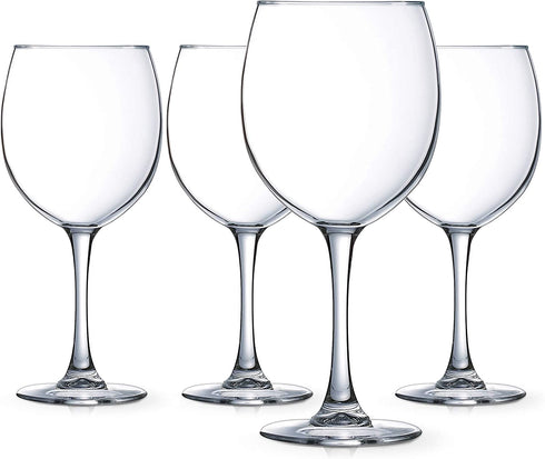Arc International Luminarc 4 Piece Cachet Balloon Wine Glass Set, Red, Set of 4, Clear