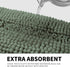 Easy-Going Luxury Chenille Striped Pattern Bath Mat, 20x32 in, Soft Plush Bath Rug, Absorbent Bathroom Rug, Non Slip Perfect Carpet Rugs for Shower, Bedroom, Front Door, Enterway (Greyish Green)