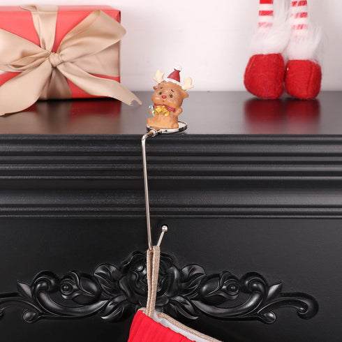 Rotatable Christmas Stocking Holders Set of 4 Mantel Metal Hooks Stocking Hanger for Fireplace Xmas Non-Slip Safety Hang Grip Fireplace Hook for Christmas Party Decoration (4)