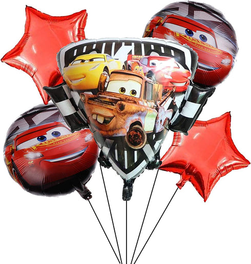 5PCS Cars Lightning McQueen Balloons for Kids Birthday Baby Shower Cars Theme Party Decorations