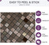 5 Sheets Self-Adhesive Aluminum Mosaic Peel and Stick Metal Tiles 3D Wall Sticker Panel Backsplash for Kitchen & Bathroom (12"x12" Bronze)