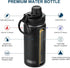 Koodee Kids Water Bottle 16 oz Stainless Steel Triple Wall Vacuum Insulated Wide Mouth Bottle Kids with Leakproof Spout Lid (Black)