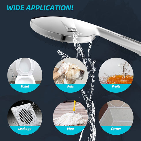 Rareidel Shower Head with Handheld, 6 Spray Settings High Pressure Handheld Shower Head, Built-in Power Wash to Clean Tub, Tile and Pet, Adjustable Bracket