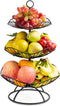 Metal Fruit Bowl, Garini 3 Tier Fruit Basket, Large Fruit Bowl for Kitchen Counter, Kitchen & Dining Table, Lotus Shape, Black