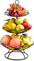 Metal Fruit Bowl, Garini 3 Tier Fruit Basket, Large Fruit Bowl for Kitchen Counter, Kitchen & Dining Table, Lotus Shape, Black