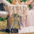 ARTABLE Rectangle Small Table Cloth Lace Macrame Vintage Tablecloth Shabby Chic Embroidered Oblong Table Cover for Wedding Banquet Holiday Long Dinner Tables (Golden, 33" x 33")