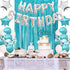 Teal Blue Birthday Decorations for Women Girl - Teal Blue and Silver Birthday Balloons Kit,Turquoise Birthday Party Decoration