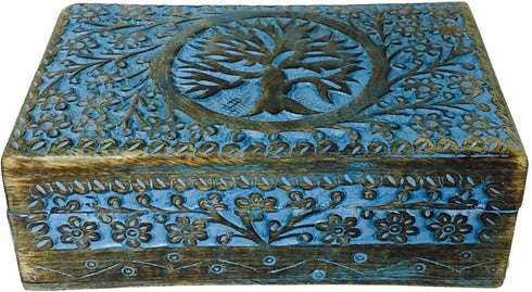 Vrinda Wooden Hand Carved Box 8 inch x 5 inch (Tree of Life)