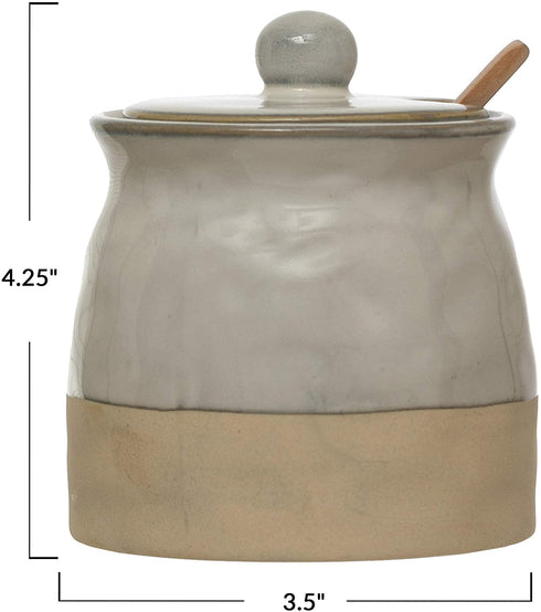 Creative Co-Op White Stoneware Sugar Lid Pot
