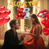 NAIWOXI Valentines Party Supplies - Valentines Day Decorations Set, Red Silk Rose Petals, Paper Fans, Heart Shaped, I Love You and Teddy Bear Balloons, Garland Balloons Kit For Valentines Day Party