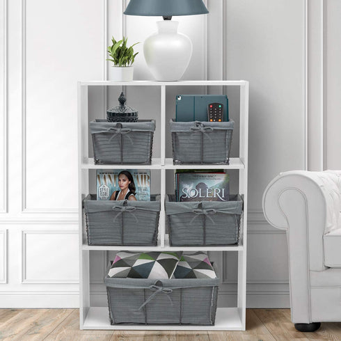 Sorbus Organizer Wire Basket Bin Storage Set, Removable Fabric Liner, Rustic Farmhouse Open Home Bins & Decorative Baskets for Shelves in Laundry Room, Bathroom, Kitchen, (Gray, Set of 5)