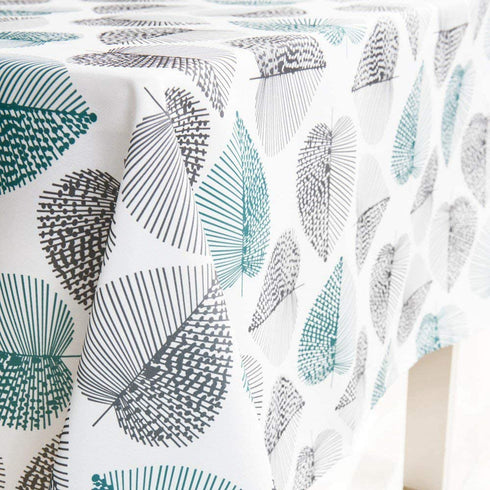 HomeyHo Leaves Print Fabric Table Cloths 55x70 Kitchen Rectangle Pattern Floral Protective Tablecloth for Dining Table Dust Cover Washable Easy Clean, 55 x 70 Inch