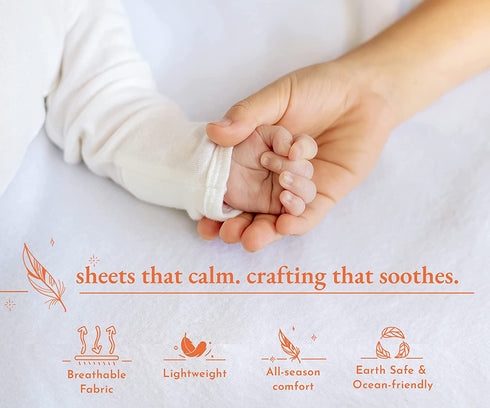 100% Organic Cotton Crib Fitted Sheet, Set of 2, Naturally Pure, Lightweight, Snug-Fit, Softest Crib Fitted Sheet for Boys, Cool Percale Weave, 28 X 52 in (White)