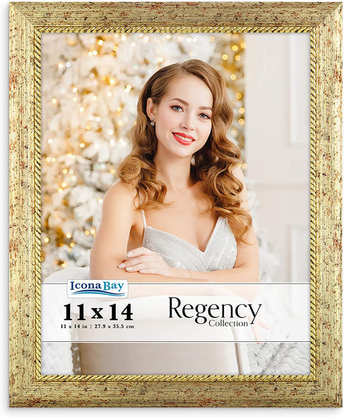 Icona Bay 11x14 Gold Picture Frame, Baroque Style Photo Frame 11 x 14, Wall Mount or Table Top, Regency Collection