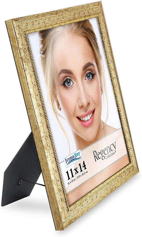 Icona Bay 11x14 Gold Picture Frame, Baroque Style Photo Frame 11 x 14, Wall Mount or Table Top, Regency Collection