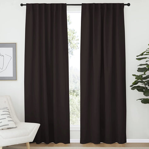 NICETOWN Insulated Curtains Room Darkening Drapery Panels - (Toffee Brown Color) 52 inchesx72 inches, Set of 2 Pieces, Noise Reducing Room Darkening Drapes for Patio