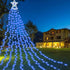 Yostyle Waterfall Christmas Decorations Star Lights String, 317 LED Outdoor Christmas Tree Lights with Topper Star, 8 Modes Decorative Water Flow Lights for Yard Party Holiday Decor (Cool White)