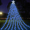 Yostyle Waterfall Christmas Decorations Star Lights String, 317 LED Outdoor Christmas Tree Lights with Topper Star, 8 Modes Decorative Water Flow Lights for Yard Party Holiday Decor (Cool White)