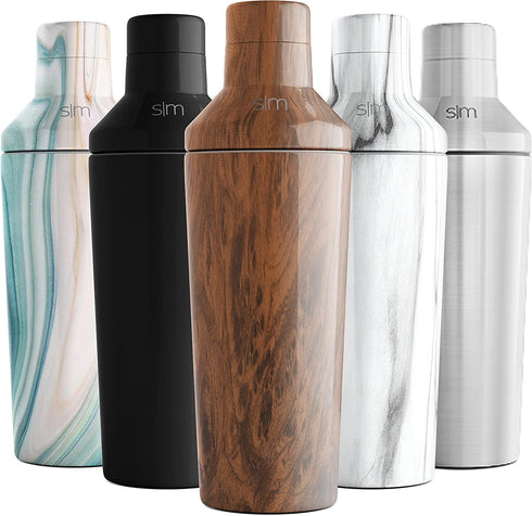 Simple Modern Cocktail Martini Shaker with Jigger Lid Gift Set | Vacuum Insulated Boston Mixer Stainless Steel | Compatible with Classic Tumbler Collection | Wood Grain