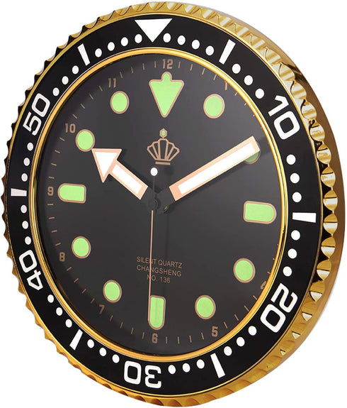 Lafocuse Black Wall Clock Glow in Dark Non Ticking Silent with Luminous Tick Mark Garage Design Quarz Clocks for Living Room Bedrooms 12 Inch